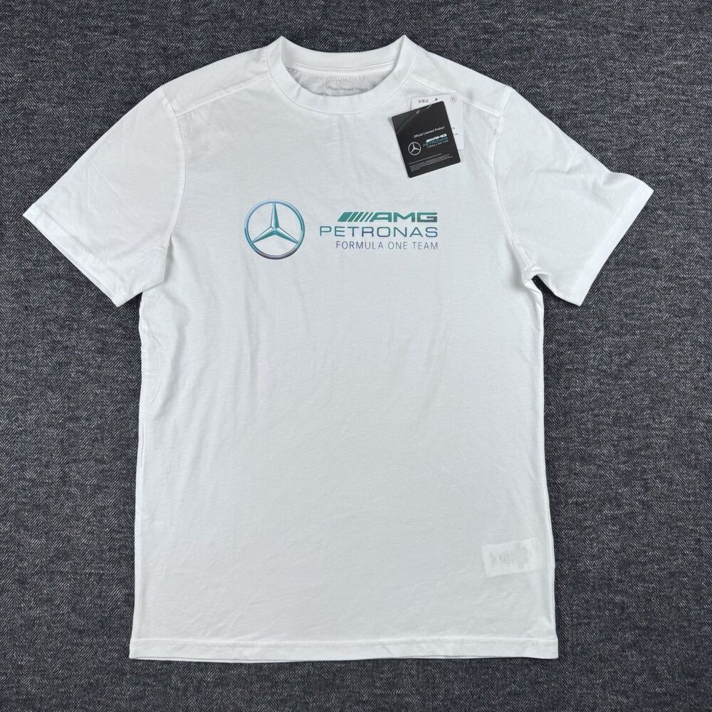 Mercedes Benz AMG Petronas Formula One F1 Men's White T Shirt Small 100% cotton